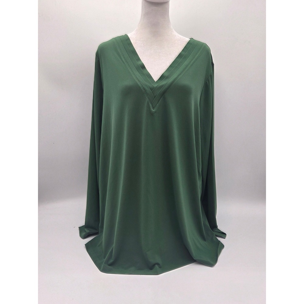 Lane Bryant 14/16 Green V-Neck Long Sleeve Tunic Top NWT 101-935
